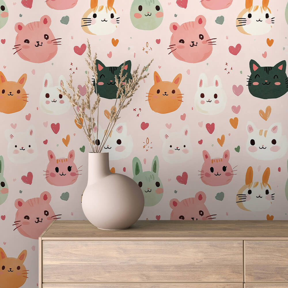 Colorful Kittens – Playful Peel & Stick Kids’ Wallpaper