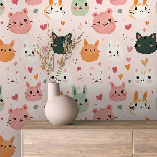 Colorful Kittens – Playful Peel & Stick Kids’ Wallpaper