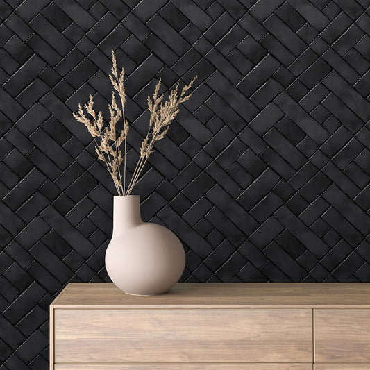 Luxury Brick Black Wallpaper