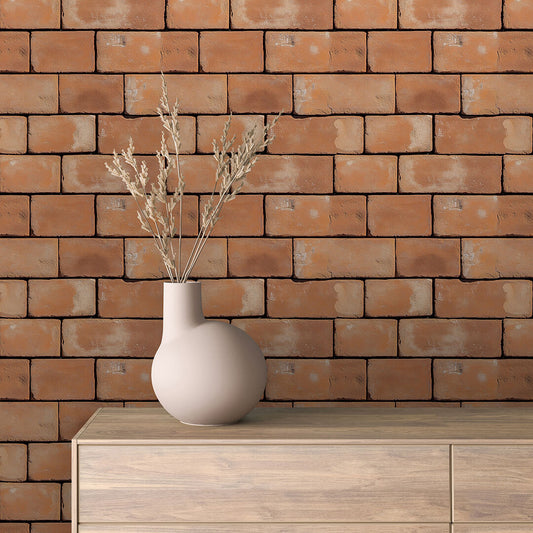 Orange Brick Rustic Wallpaper