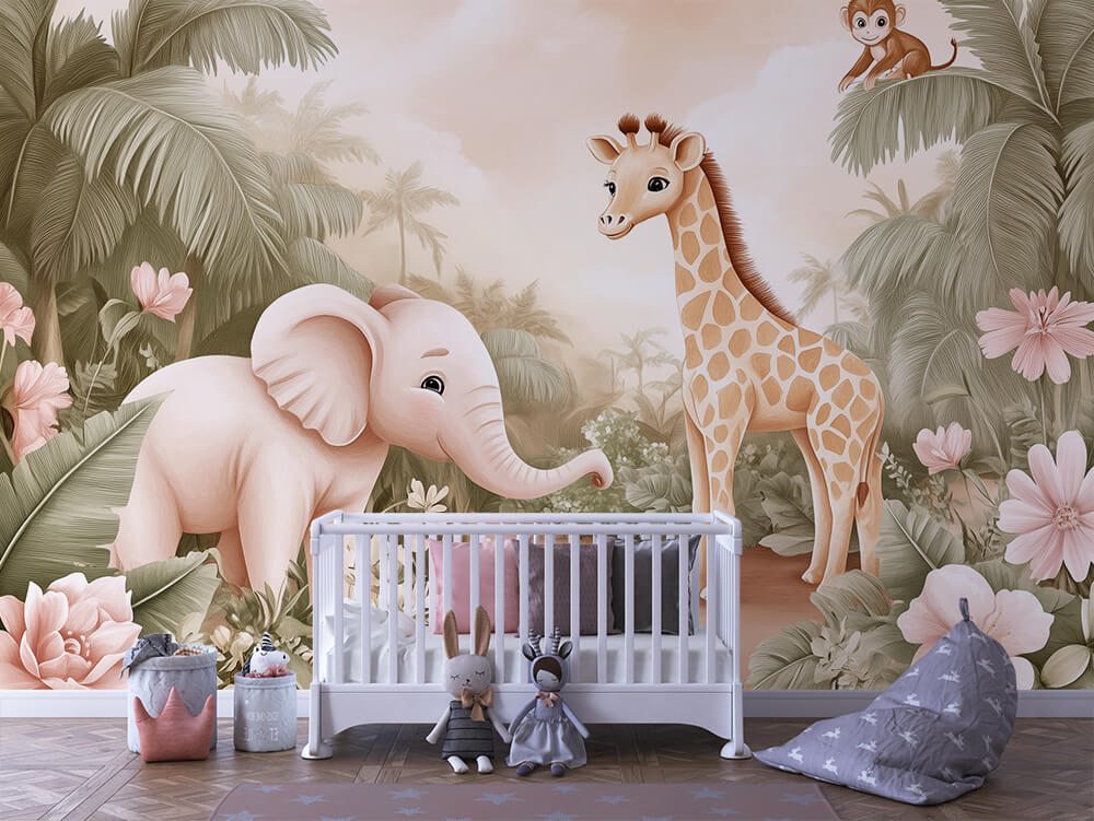 Wallpaper Mural Baby Room Forest Animals