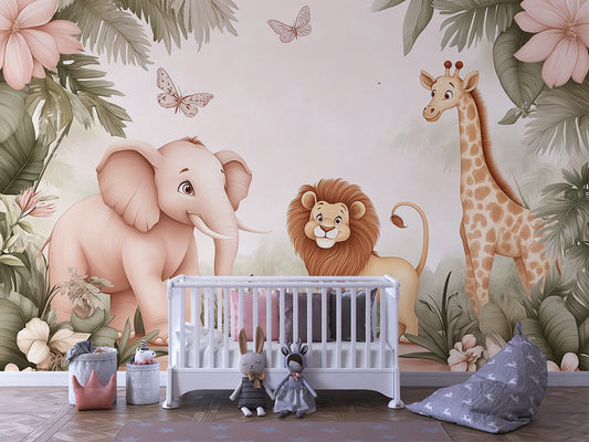 Wallpaper Mural Baby Room Cute Animals