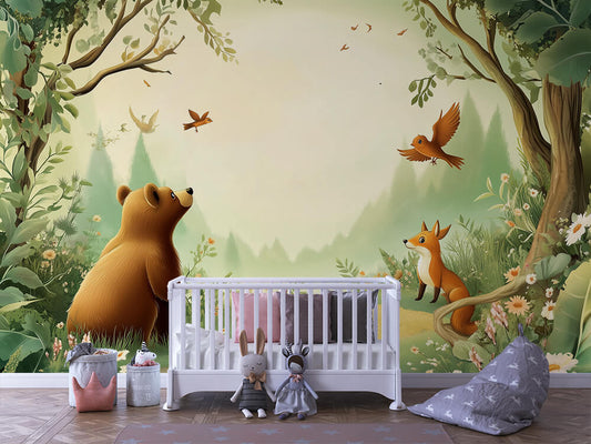 Backyard Wildlife – Realistic Forest Animal Mural for Children's Rooms