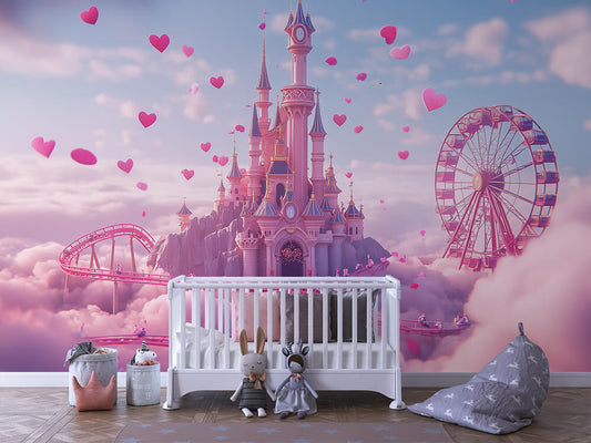 Dream Castle with Pink Ferris Wheel – A Magical World on Your Walls
