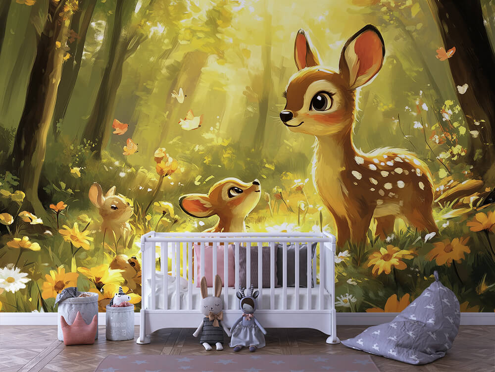 Colorful Animal World – Watercolor Peel & Stick Wallpaper for Kids