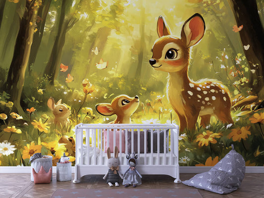 Colorful Animal World – Watercolor Peel & Stick Wallpaper for Kids