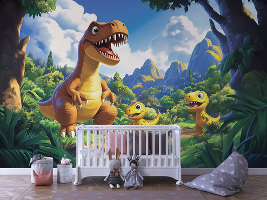Dino World – Peel & Stick Dinosaur Wallpaper for Kids' Room