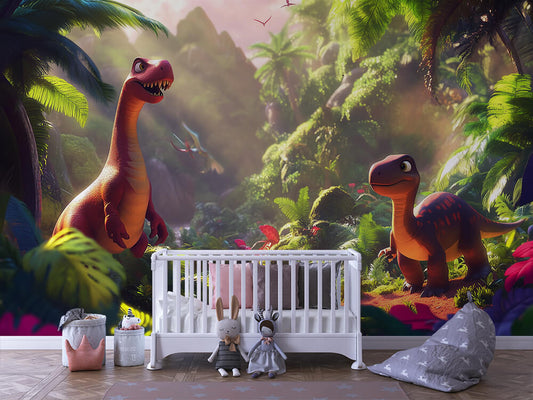 Dino Park – Playful Peel & Stick Mural with Cute Dinosaurs
