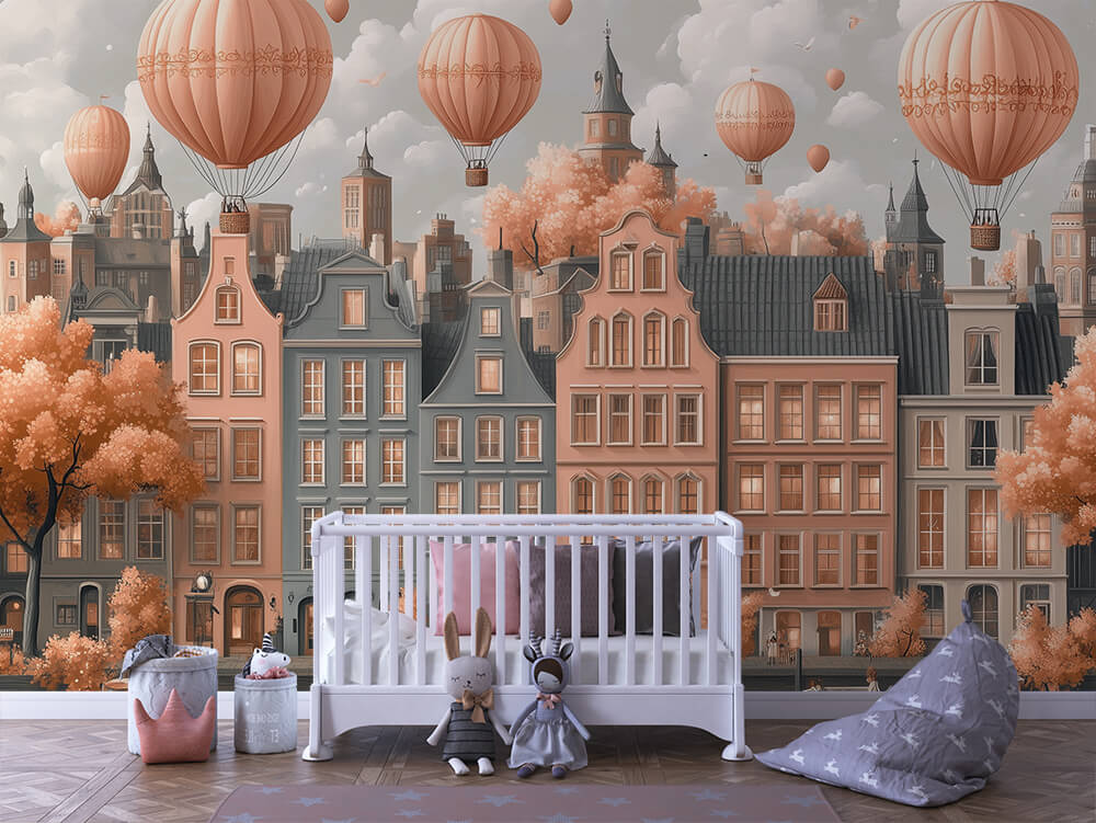 City of Balloons – Magical Peel & Stick Wallpaper for Kids' Room