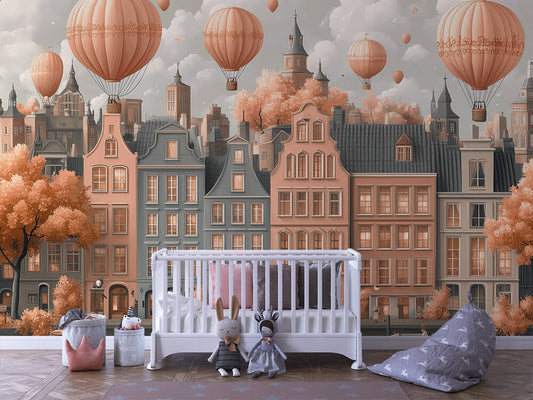 City of Balloons – Magical Peel & Stick Wallpaper for Kids' Room