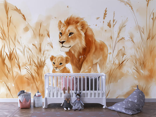 Sweet Safari King – Cute Lion Mural for Baby Nursery